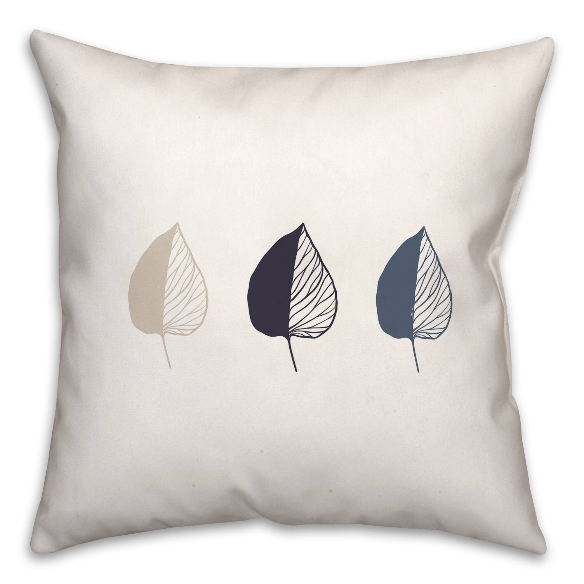 Solid & Stripped Fall Leaves Throw Pillow